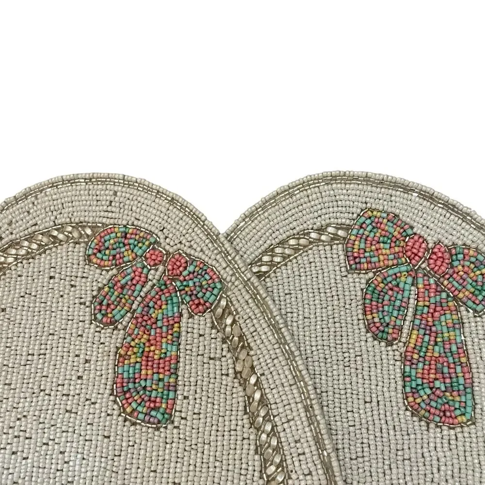 Tahari Home Easter Egg Basket Beaded Placemats 15in Spring Pastel Set of 2 New